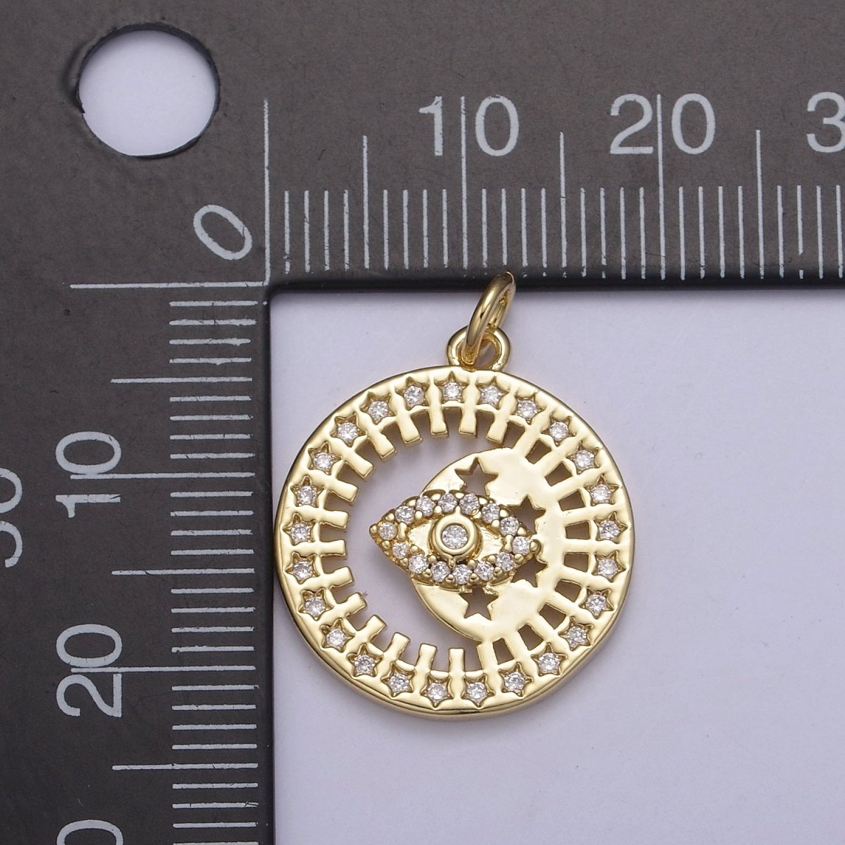 Dainty Evil Eye Charm Coin Round Medallion Add on Charm for Necklace Bracelet Supply N-671 N-672 - DLUXCA