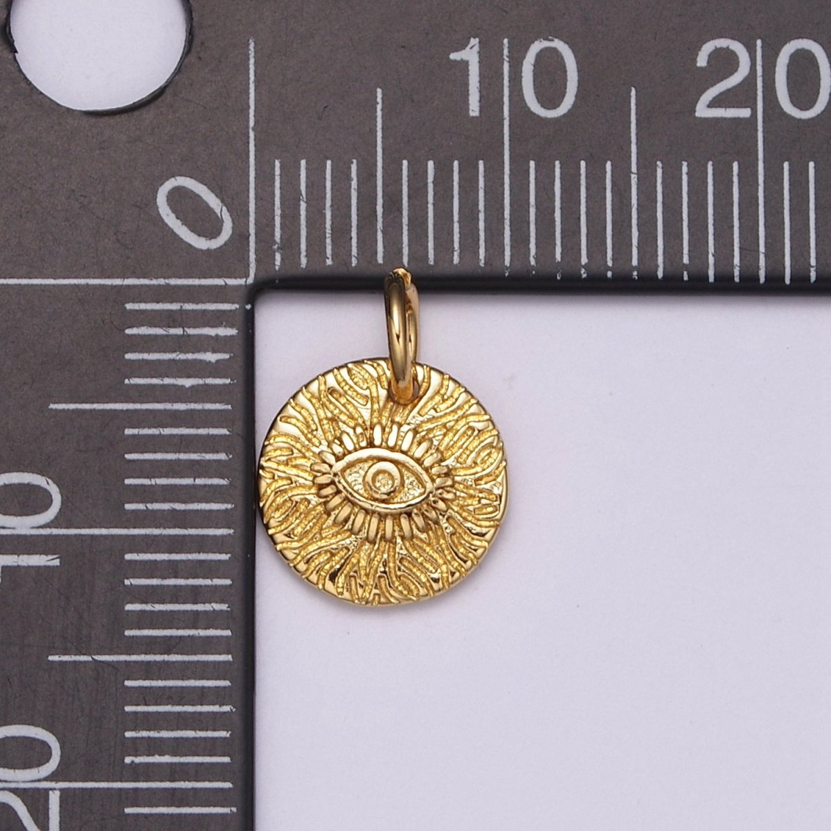 Dainty Evil Eye Charm Designs Protection Coin Greek Charm Jewelry Gold Pendant Necklace Earrings Medallion N-232 - DLUXCA