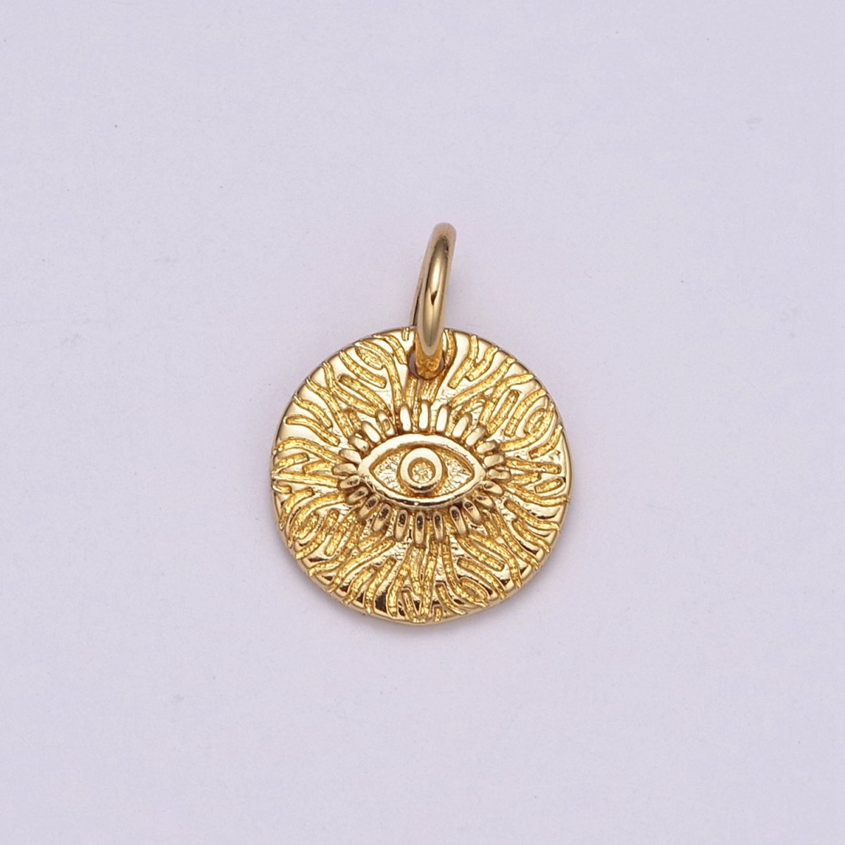 Dainty Evil Eye Charm Designs Protection Coin Greek Charm Jewelry Gold Pendant Necklace Earrings Medallion N-232 - DLUXCA