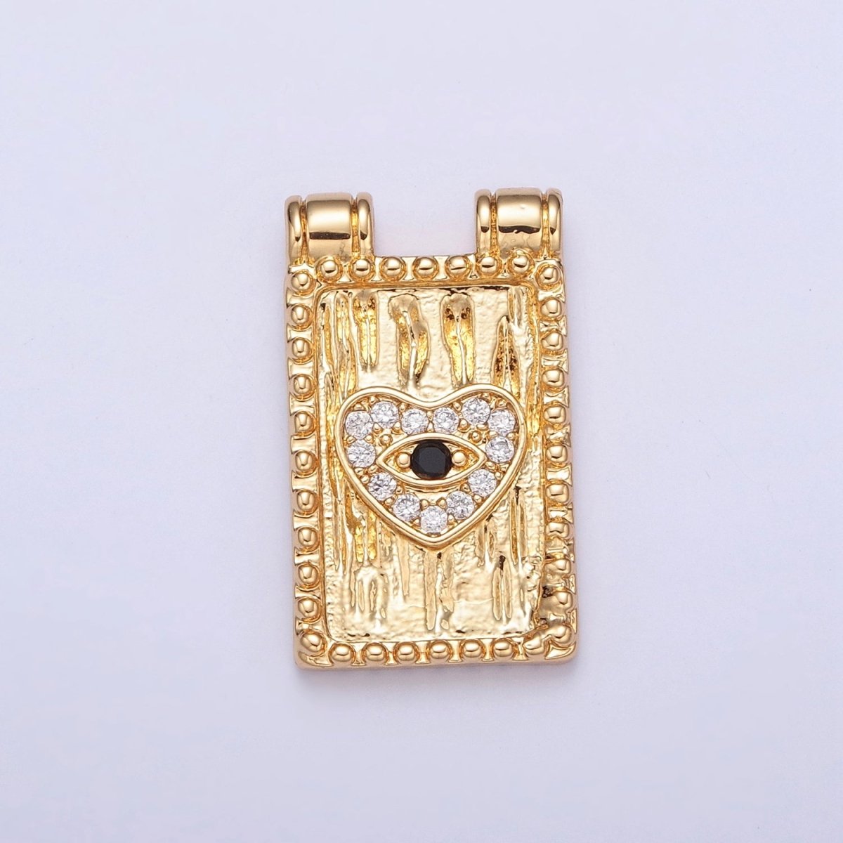 Dainty Evil Eye Charm Tag Dangle Pendant Heart G-923 - DLUXCA