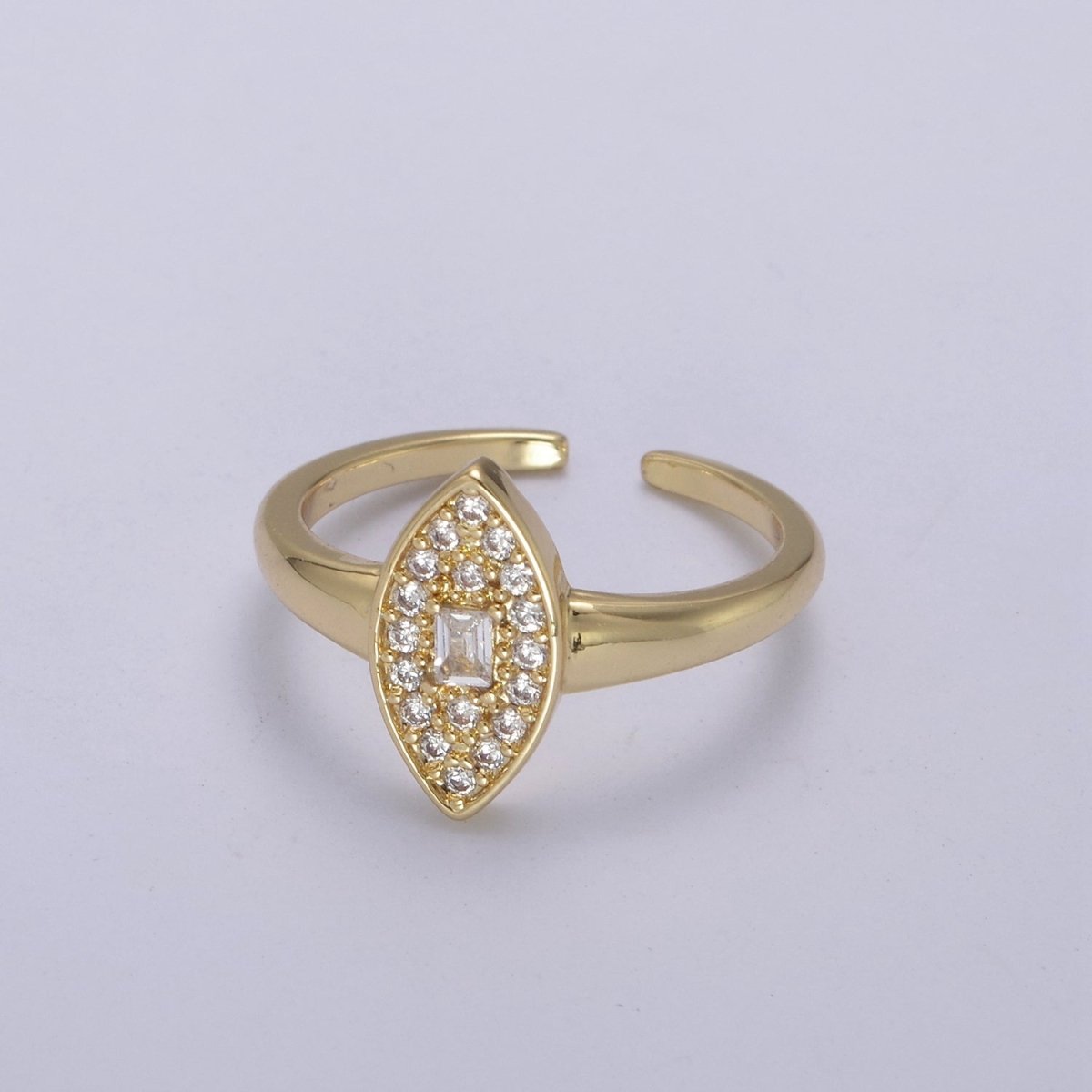 Dainty Evil Eye Cz Ring Minimalist Jewelry Gold Filled Open Adjustable Ring U-276 ~ U-280 - DLUXCA