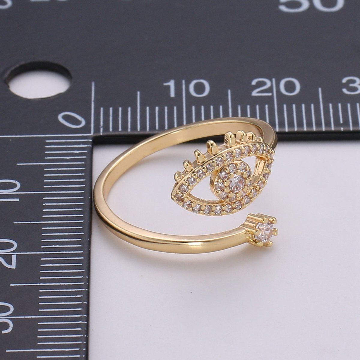 Dainty Evil Eye Stacking Ring, Gold Minimalist Ring, Simple Cz Ring, Gold Ring, Thin Delicate Ring, Valentine Gift for her Ring-191 - DLUXCA
