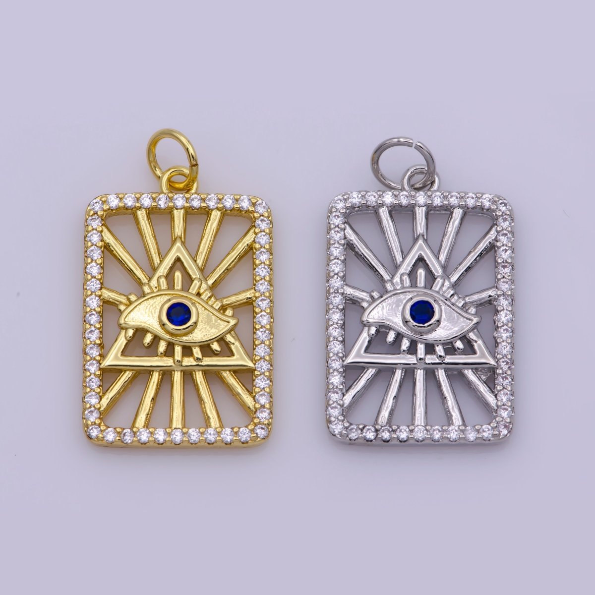 Dainty Eye All-Seeing-Eye of Providence Illuminati Charm Pendant Necklace eye of god Micro pave Charm for Bracelet layering necklace, M-840-M-841 - DLUXCA