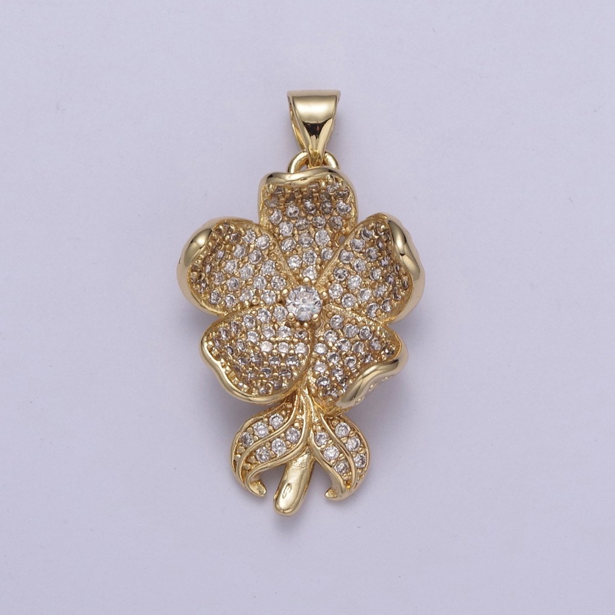 Dainty Five Flower Petal Pendant for Necklace in 24k Gold Filled H-250 H-254 - DLUXCA