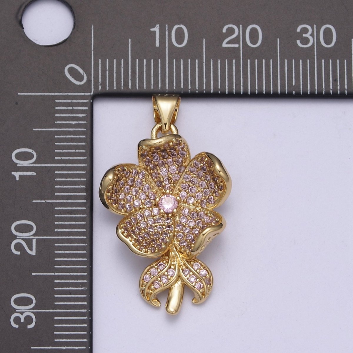 Dainty Five Flower Petal Pendant for Necklace in 24k Gold Filled H-250 H-254 - DLUXCA