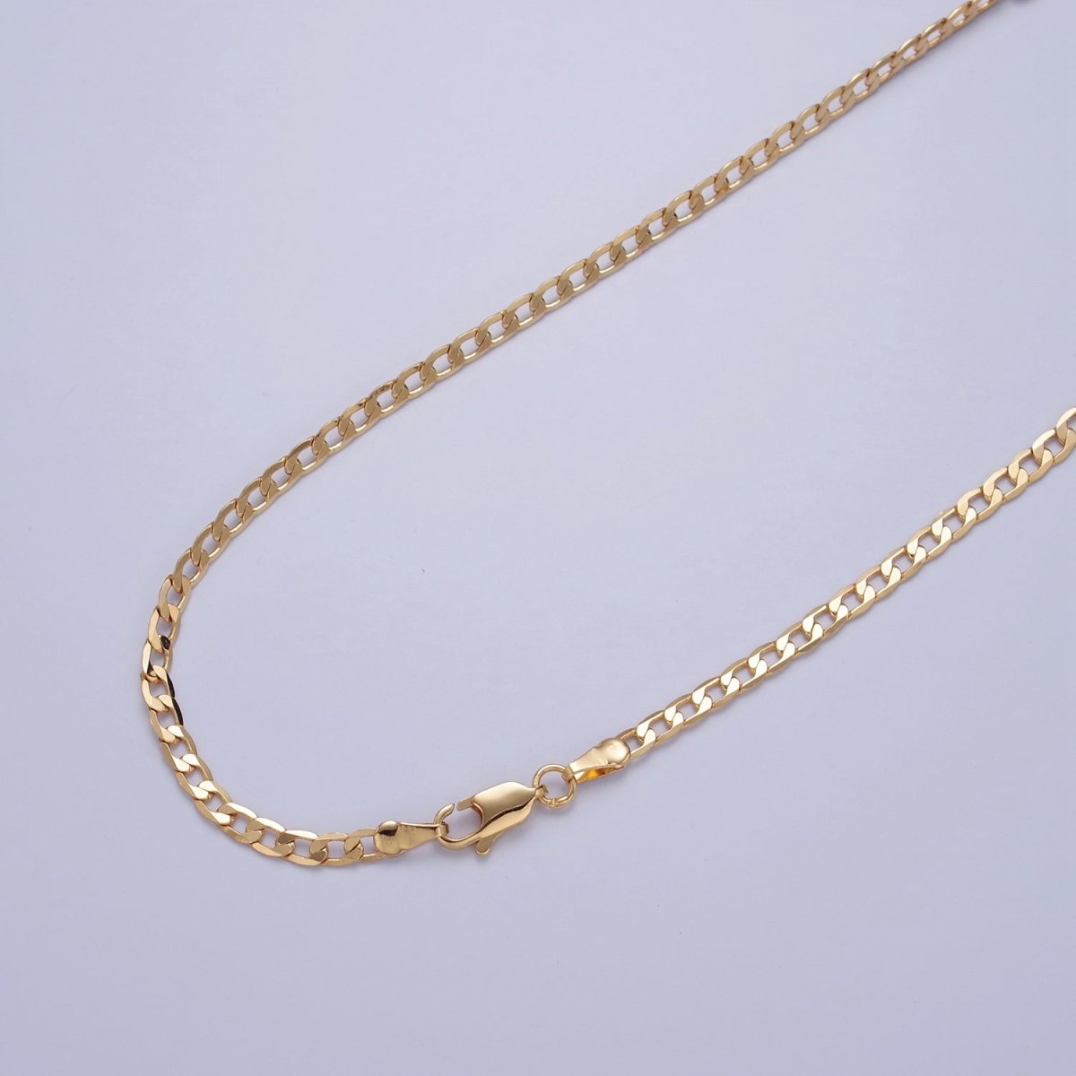 Dainty Flat Curb Chain 18k Gold Filled Chain, Thin Choker Layer Necklace 3.4mm, Chain | WA-906 WA-907 WA-908 Clearance Pricing - DLUXCA