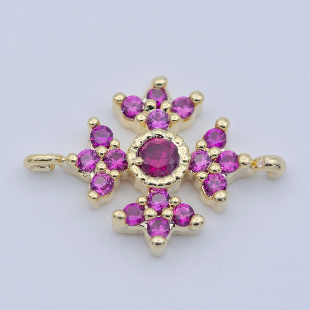 Dainty Flower Connector Blue, Clear, Fuschia, Green CZ Micro Pave Floral Link Connector for Bracelet Necklace F-876 - F-879 - DLUXCA
