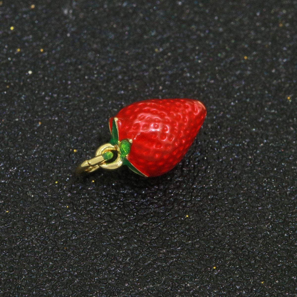 14k Gold Red Enamel Strawberry outlet Fruit Pendant