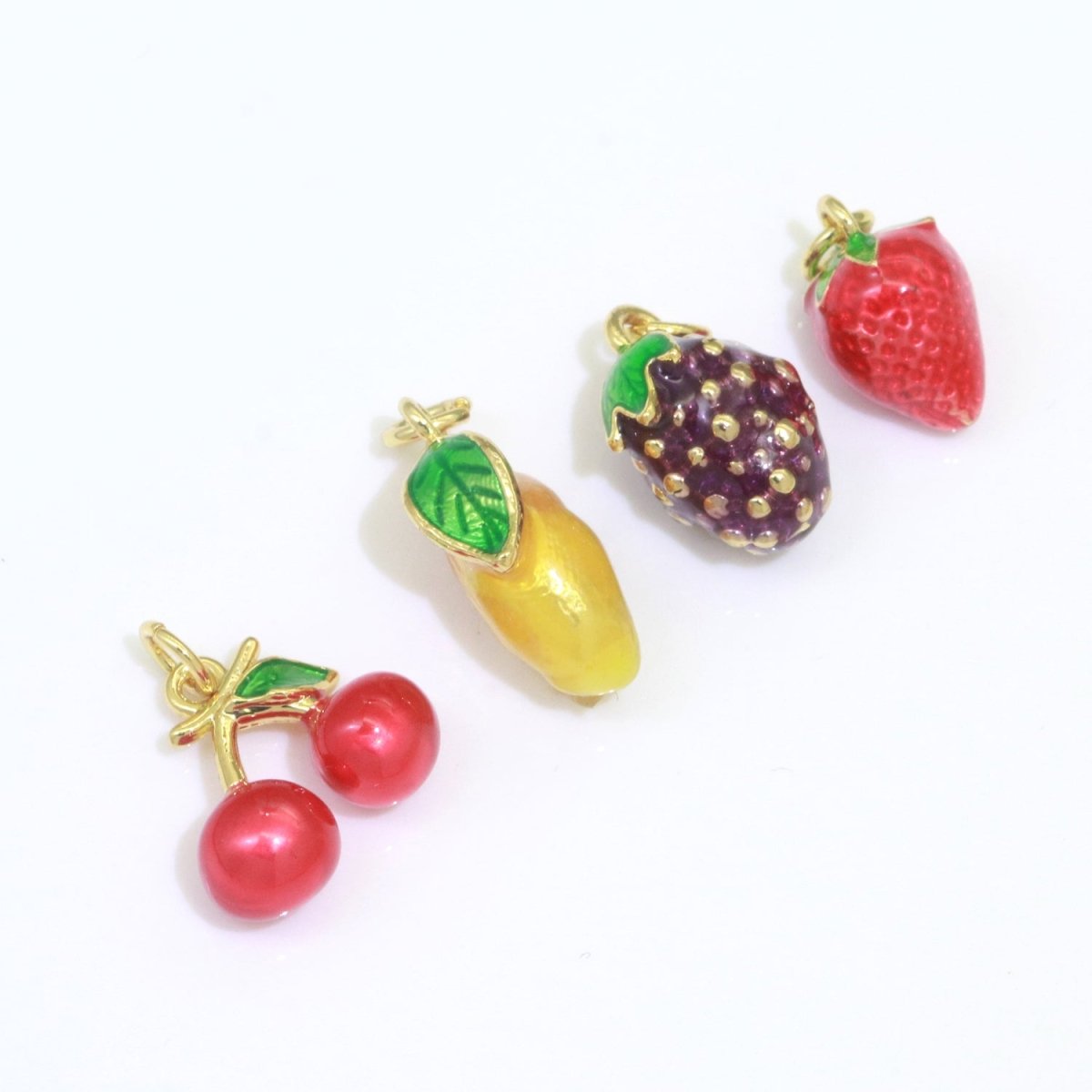 Dainty fruit charm Red Strawberry, Mango, Raspberry, Cherry Charm Lead Nickel free, Jewelry making supplies Enamel Jewelry Food M-542 - M-544 M-551 - DLUXCA