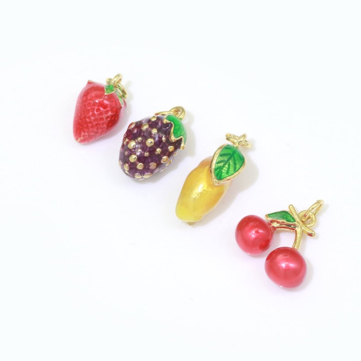 Dainty fruit charm Red Strawberry, Mango, Raspberry, Cherry Charm Lead Nickel free, Jewelry making supplies Enamel Jewelry Food M-542 - M-544 M-551 - DLUXCA