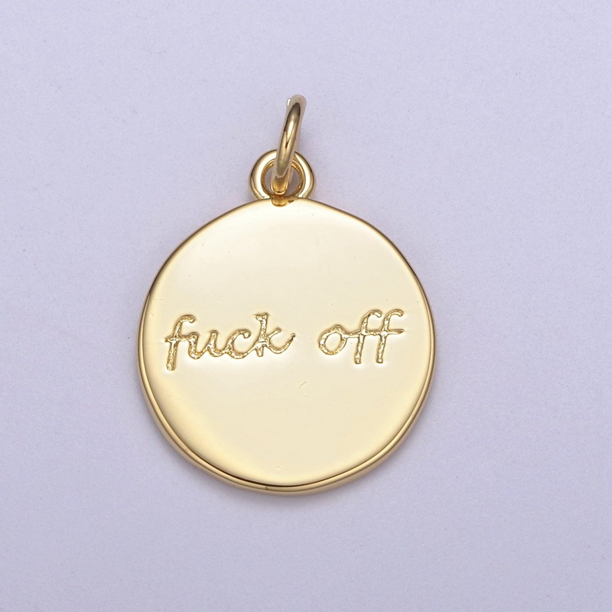 Dainty Fuck Off Charm Round Coin Disc Charm Fuck Jewelry Personalized Necklace, Swear Word Funny Add on Charm N-636 - DLUXCA