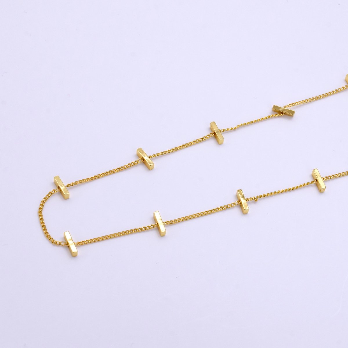 Dainty Gold Bar Curb Link Satellite Chain by Yard | ROLL-1495 - DLUXCA