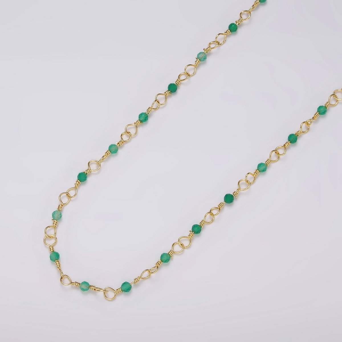 Dainty Gold Beaded Chain for Jewelry Making Gold Satellite Crystal Bead Chain by Yard | ROLL-1389 - DLUXCA