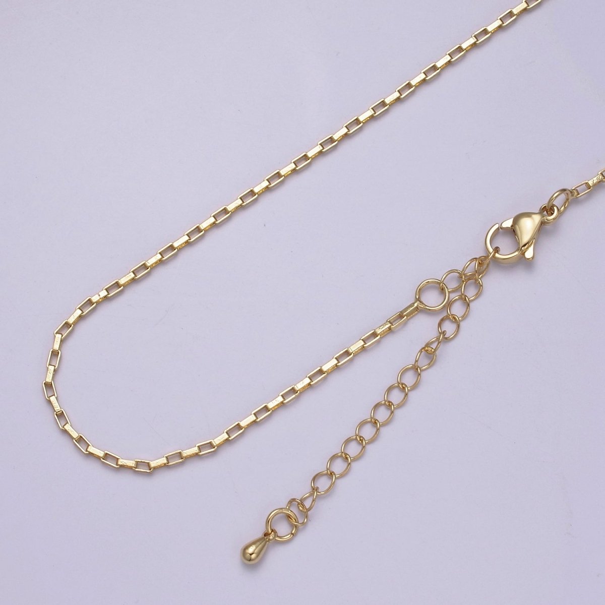 Dainty Gold Box Chain Necklace 18 inch + 2 inch extender Layering Jewelry | WA-870 Clearance Pricing - DLUXCA