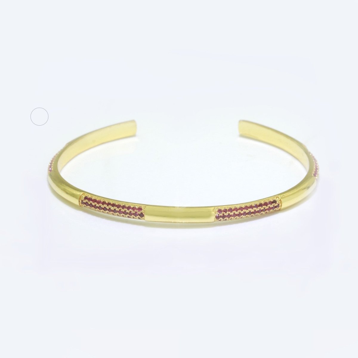 Dainty gold bracelet, thin gold cuff, Pink CZ minimalist jewelry, layering jewelry, gift for her, delicate Bangle bracelet | WA-184 Clearance Pricing - DLUXCA