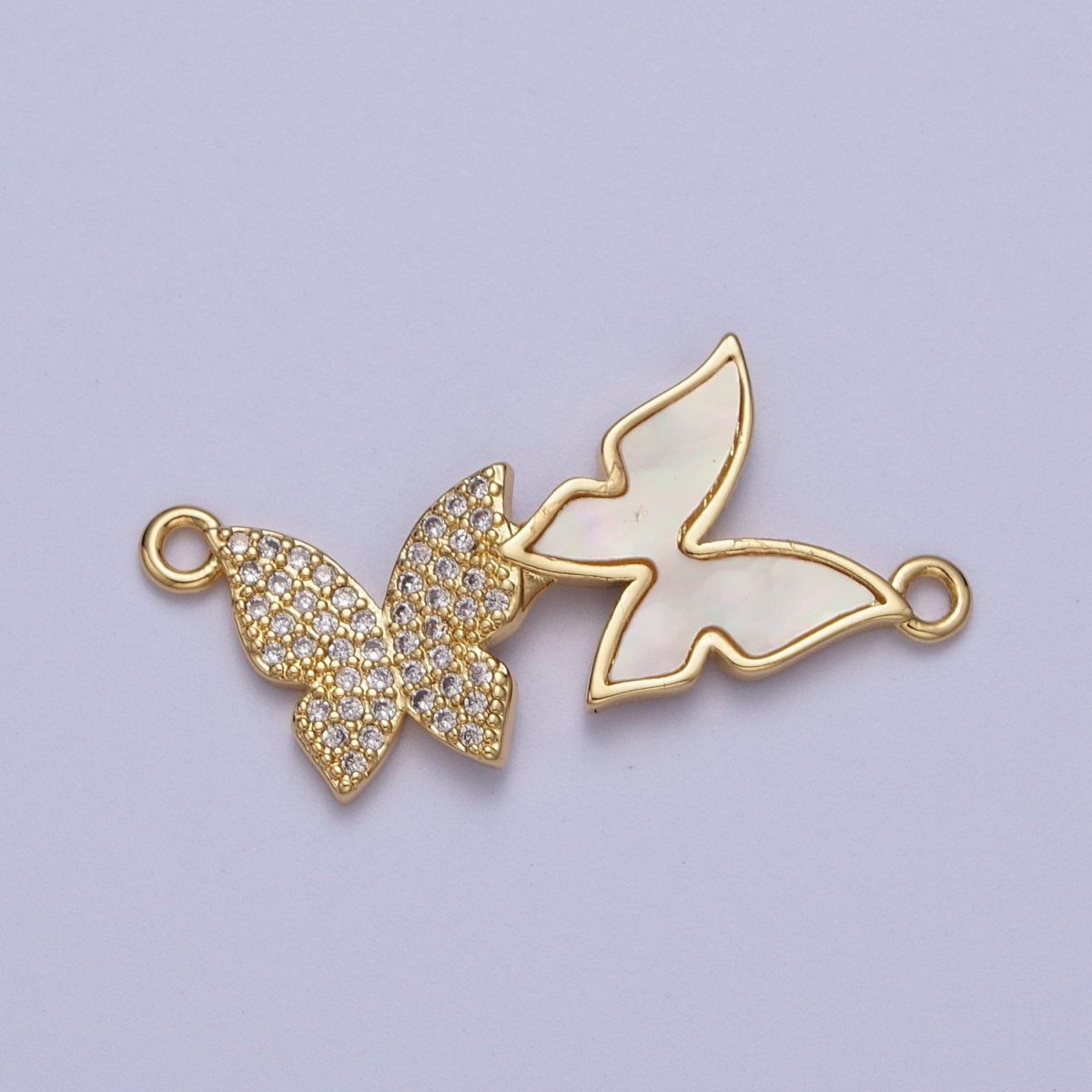 Dainty Gold Butterfly Charm Connector for Bracelet Necklace Component G-570 - DLUXCA