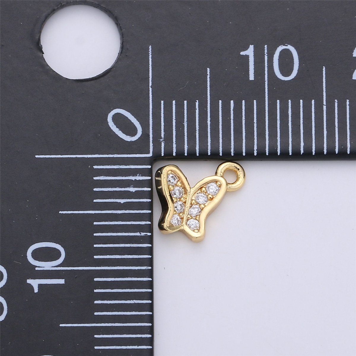 Dainty Gold Butterfly Charm Micro Pave Charm for Bracelet Necklace Earring Component C-674 - DLUXCA