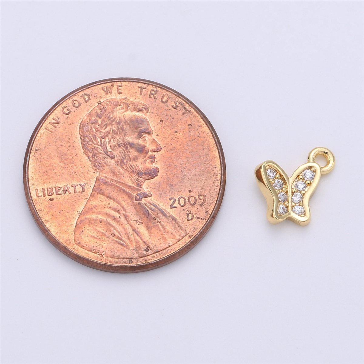 Dainty Gold Butterfly Charm Micro Pave Charm for Bracelet Necklace Earring Component C-674 - DLUXCA