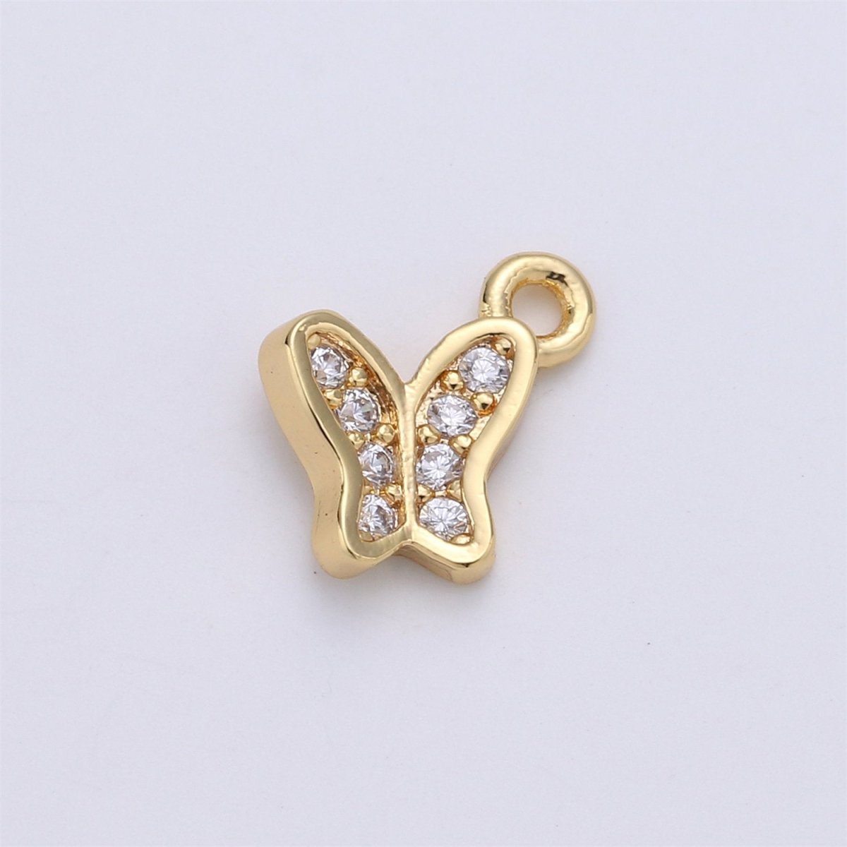 Dainty Gold Butterfly Charm Micro Pave Charm for Bracelet Necklace Earring Component C-674 - DLUXCA