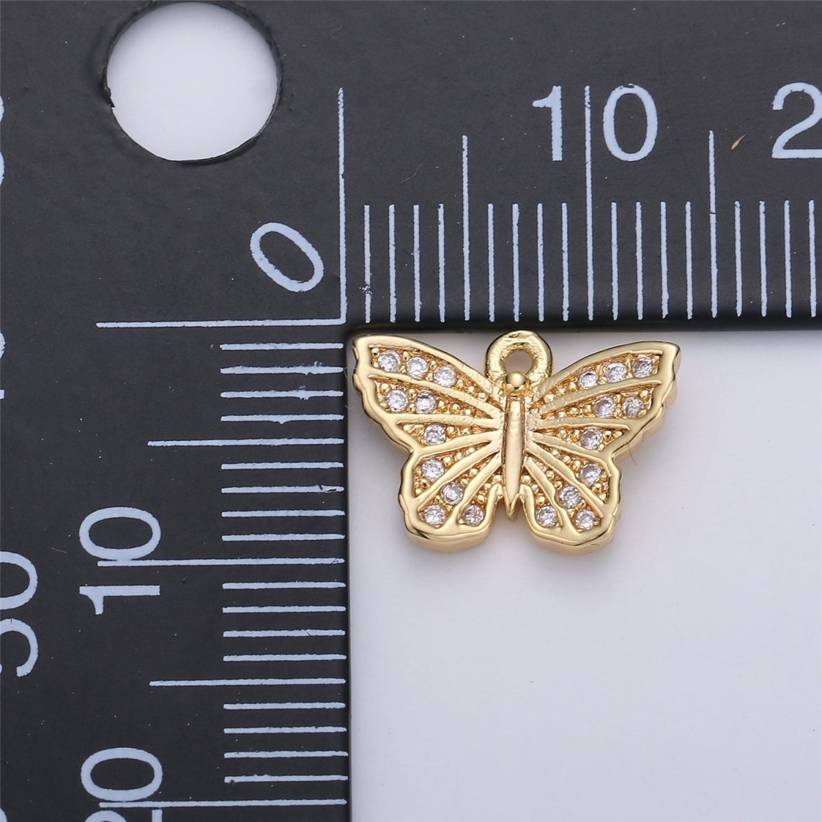 Dainty Gold butterfly Charm w/ Clear Micro Pave Cubic Stone Charm Insect Charm Animal Charm for Bracelet Earring Necklace Charm C-681 - DLUXCA