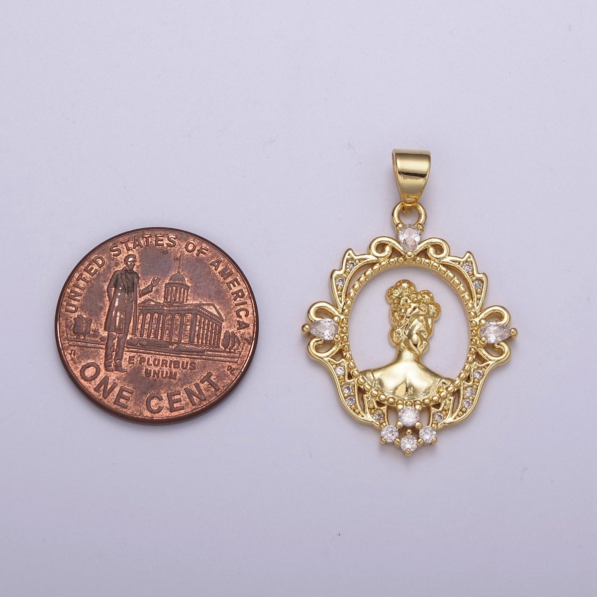 Dainty Gold Cameo Pendant Victorian Inspired Queen in the Mirror N-529 - DLUXCA