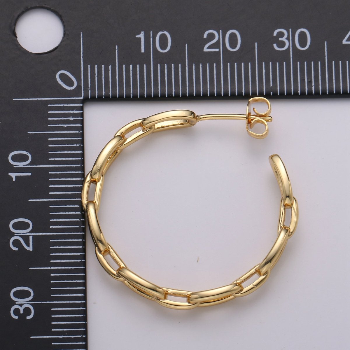 Dainty Gold Chain Earring- Curb Chain Earring - Thin Earring - Gold Filled Hoop Ring - Minimalist Jewelry - Cuban Link Earring K-874 K-875 - DLUXCA