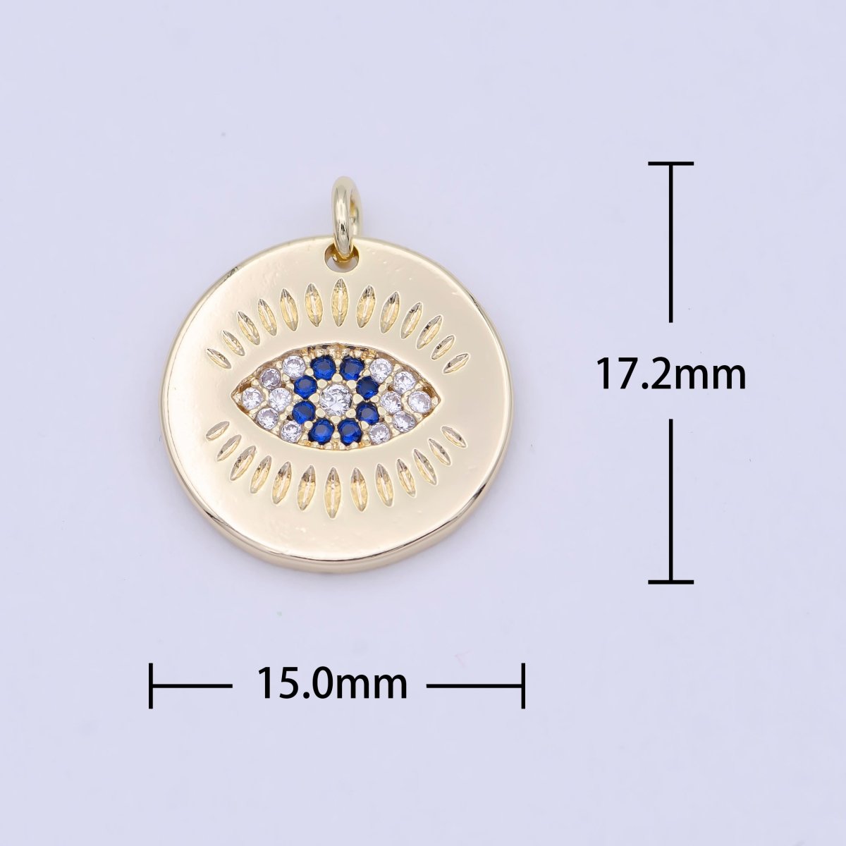 Dainty Gold Coin Evil Eye Charm for Necklace Bracelet Component W-160 - DLUXCA