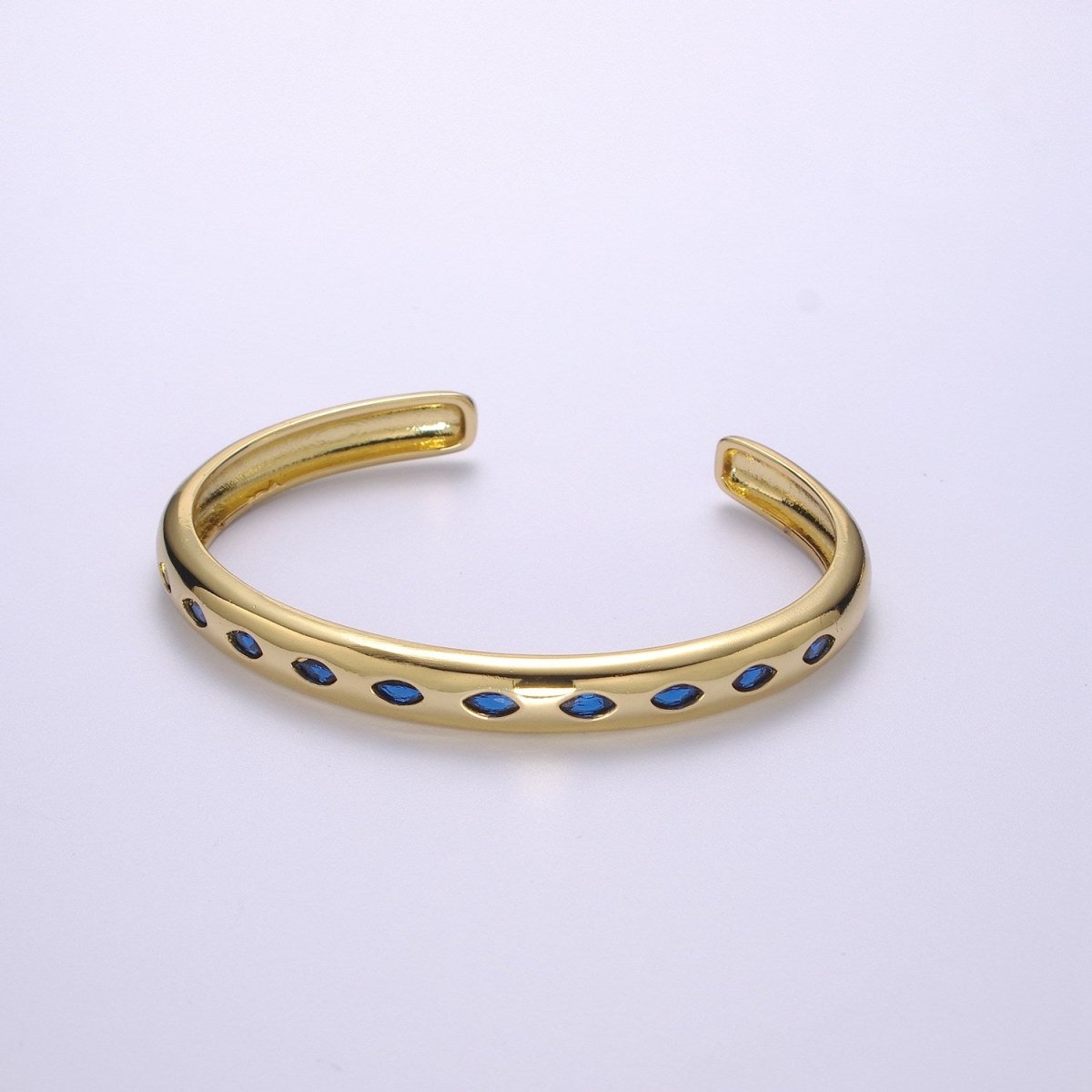 Dainty Gold Color Cz Cuff Bracelet Minimalist Bangle For Stacking Jewelry | WA-298 to WA-301 WA-430 Clearance Pricing - DLUXCA