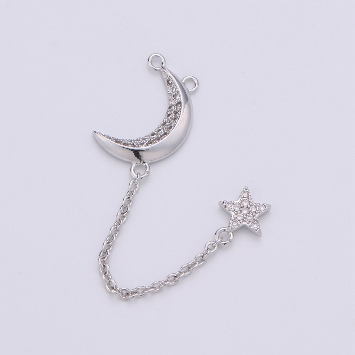 Dainty Gold Crescent Moon Charm Gold star Pendant for Lariat necklace Jewelry Making Supply Micro Pave Celestial Jewelry K-407 K-408 - DLUXCA