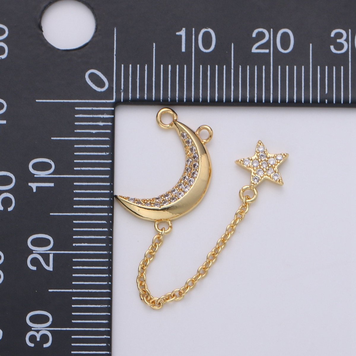 Dainty Gold Crescent Moon Charm Gold star Pendant for Lariat necklace Jewelry Making Supply Micro Pave Celestial Jewelry K-407 K-408 - DLUXCA