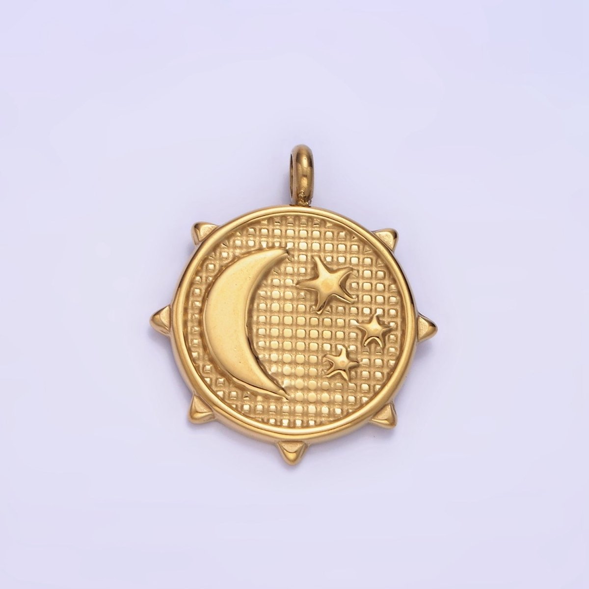 Dainty Gold Crescent Moon Mini Charm Pendant Moon and Star Medallion Pendant Stainless Steel Findings P1379 - DLUXCA