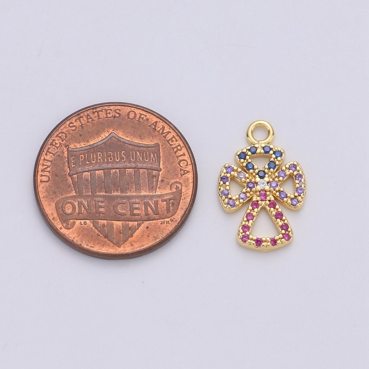 Dainty Gold Cross Charm Micro Pave Cross Charm Cubic Multi Color CZ Cross charm for Bracelet earring Necklace Component Supply C-882 - DLUXCA