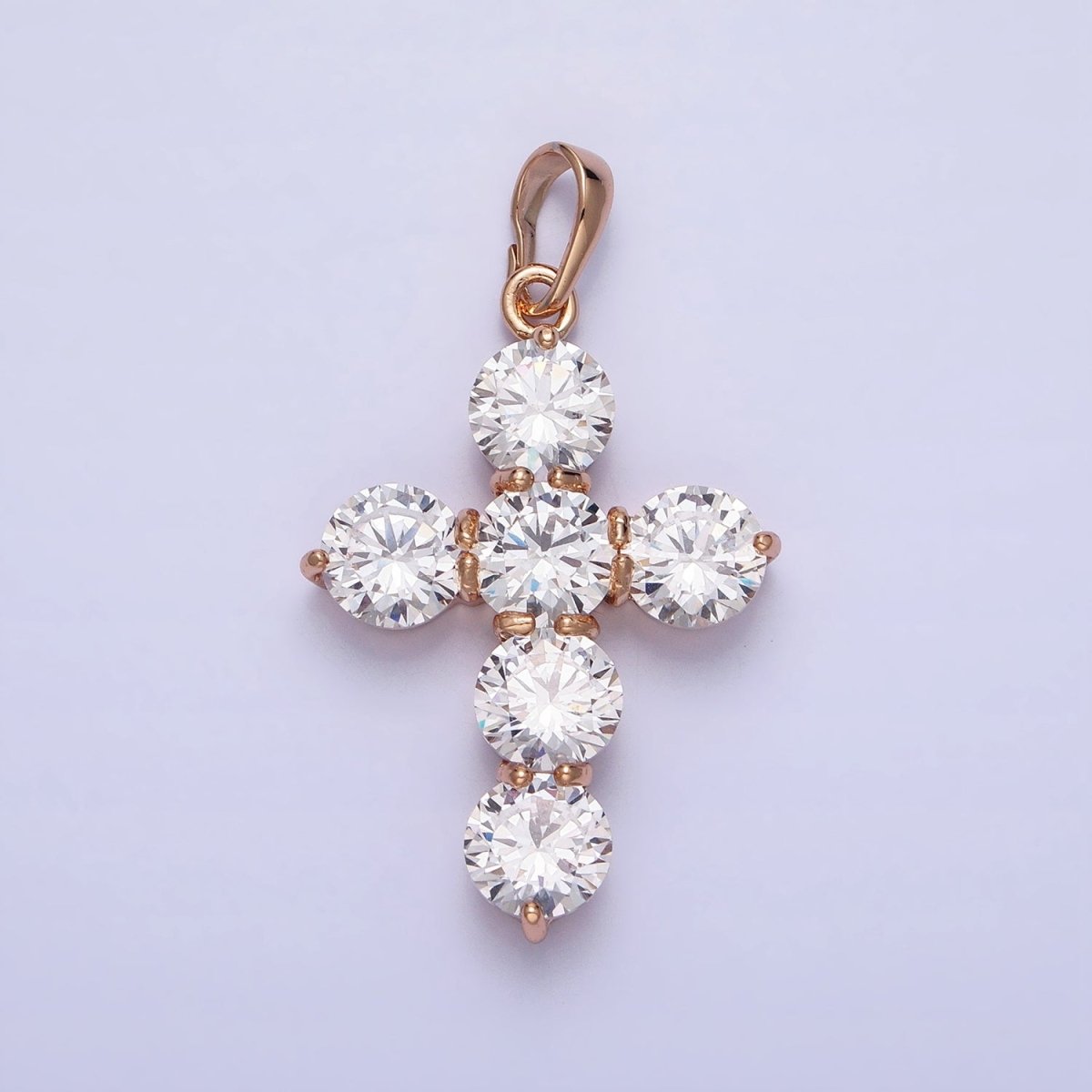 Dainty Gold Cross Cubic Pendant Necklace, 18K Gold Filled CZ Diamond Cross Charm Religious Jewelry Making AA251 - DLUXCA