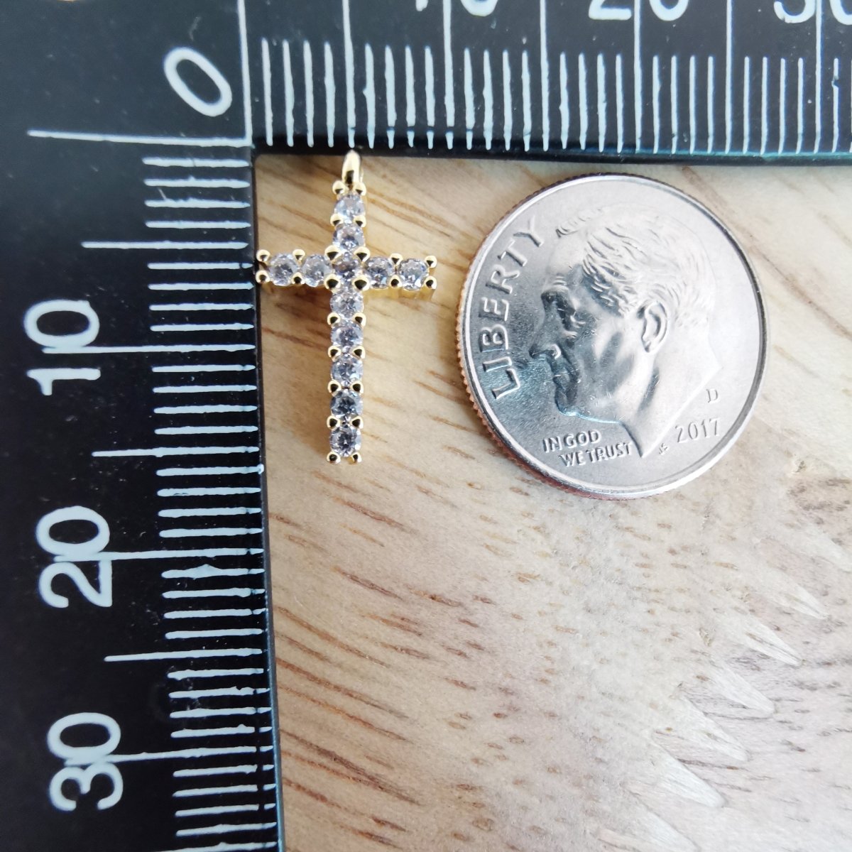 Dainty Gold Cross Gold Filled Charm D-503 - DLUXCA