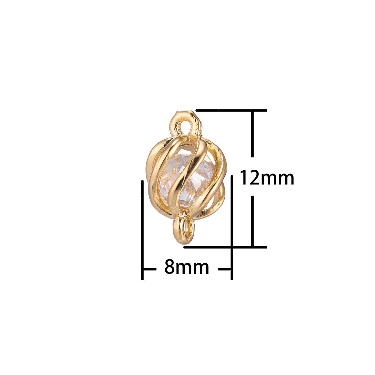 Dainty Gold Crystal Ornament Style Bracelet Connector, Elegant Modern Micro Pave CZ Charm, Stripes Necklace Pendant for Jewelry Making F-736 - DLUXCA