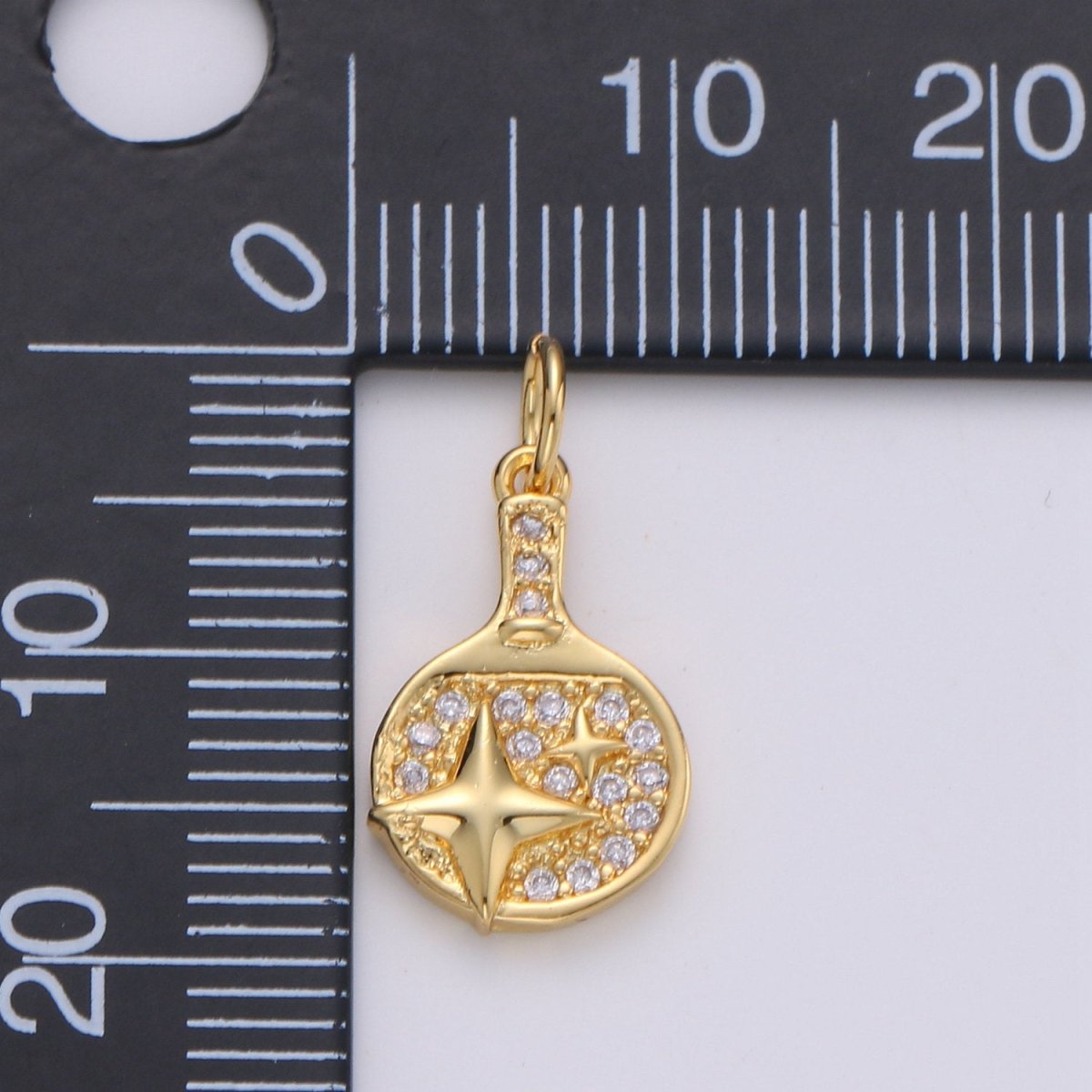 Dainty Gold Cubic North Star charm, CZ, Brass, Nickel free, Star pendant, Necklace supplies, Jewelry makings for Bracelet Earring Component D-281 D-282 - DLUXCA