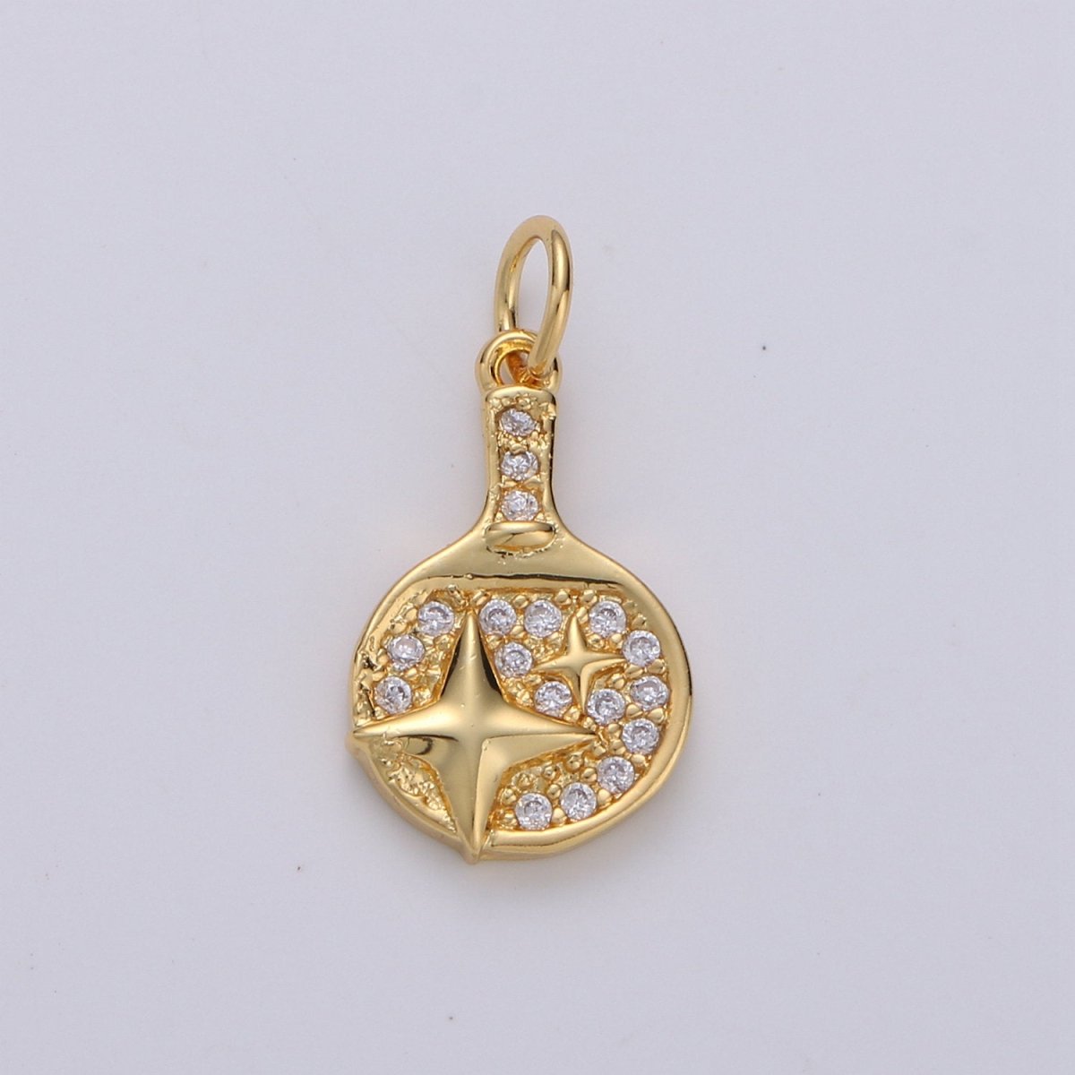 Dainty Gold Cubic North Star charm, CZ, Brass, Nickel free, Star pendant, Necklace supplies, Jewelry makings for Bracelet Earring Component D-281 D-282 - DLUXCA