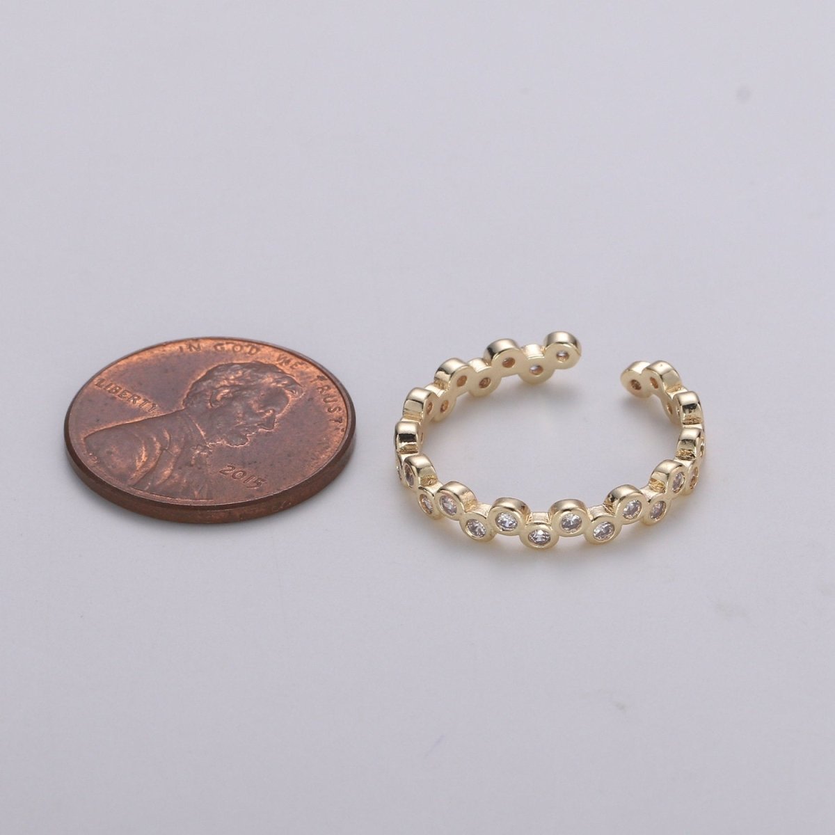 Dainty Gold cubic zirconia CZ bezel stacking ring - cz ring - tiny gold cz ring - Bubble cz ring - boho ring - bezel ring - gold ring - R-120 - DLUXCA