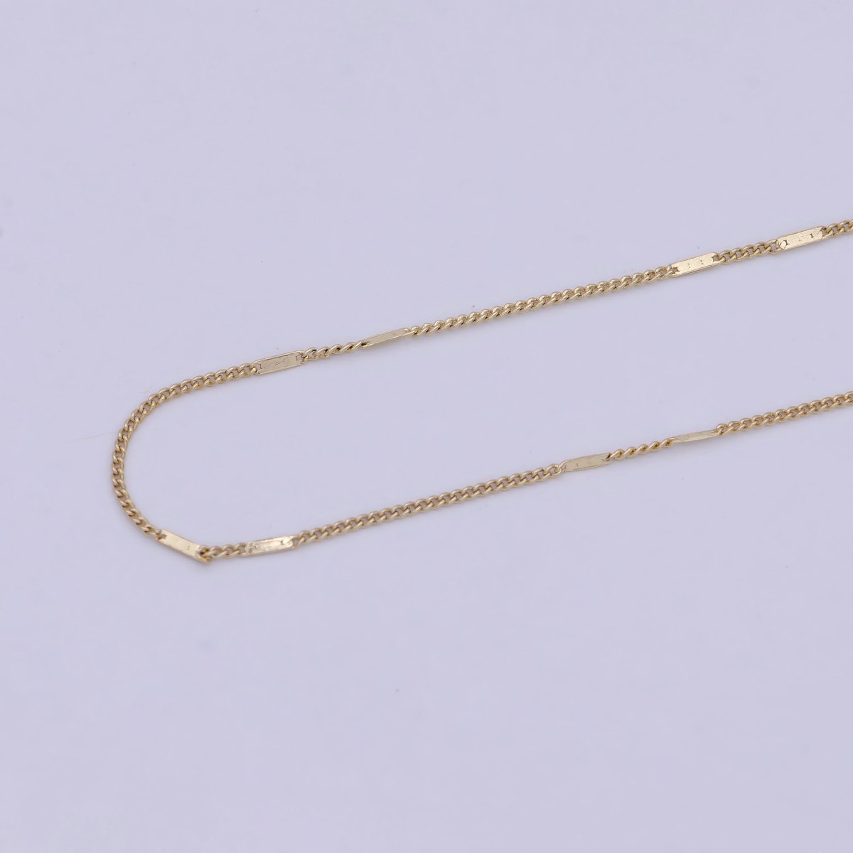 Dainty Gold Curb Chain 0.8 MM Fine 14k Gold Filled Minimalist Chain 17.7" Wholesale Necklace | WA-750 Clearance Pricing - DLUXCA