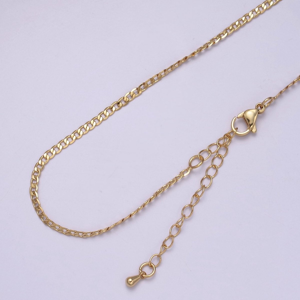 Dainty Gold Curb Chain Necklace 18 inch + 2 inch extender Layering Jewelry | WA-871 Clearance Pricing - DLUXCA