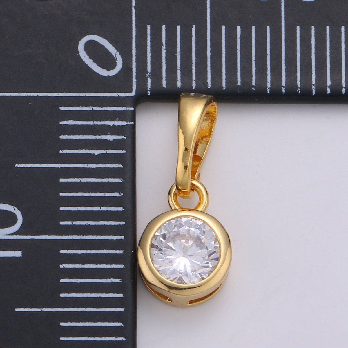 Dainty Gold Cz Bezel Cut Pendant, Solitaire Diamond Cubic Charm for Easy Self-Making Jewelry J-231 - DLUXCA