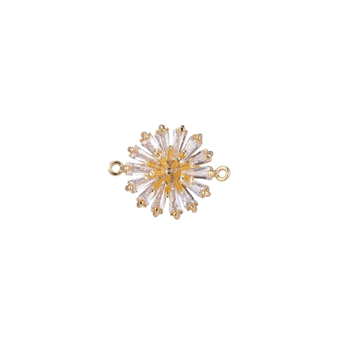 Dainty Gold Daisy Flower Crystal Bracelet Connector, Gorgeous Micro Pave CZ Charm, Nature Inspired Necklace Pendant for Jewelry Making F-739 - DLUXCA