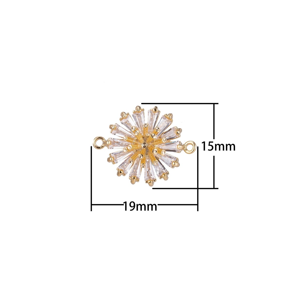 Dainty Gold Daisy Flower Crystal Bracelet Connector, Gorgeous Micro Pave CZ Charm, Nature Inspired Necklace Pendant for Jewelry Making F-739 - DLUXCA