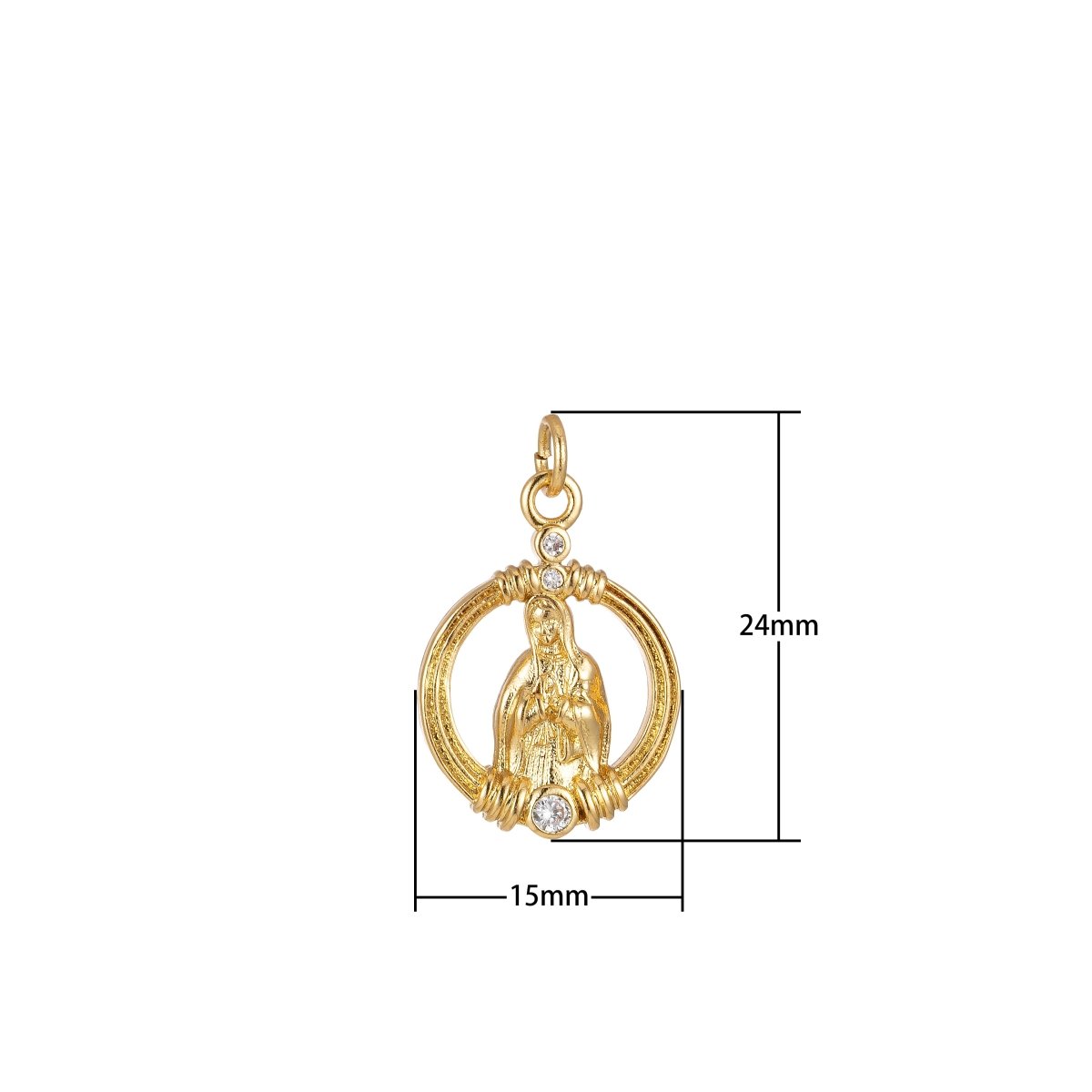 Dainty Gold Elegant Simple Religious Mother Mary Charm Pendant for Religious Jewelry Making E-900 - DLUXCA