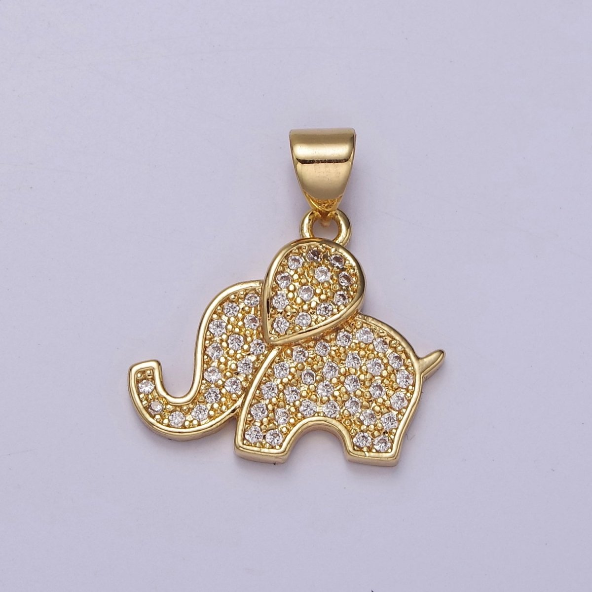 Dainty Gold Elephant Pendant Cubic Wild Animal Safari Inspired Jewelry Charm J-396 - DLUXCA