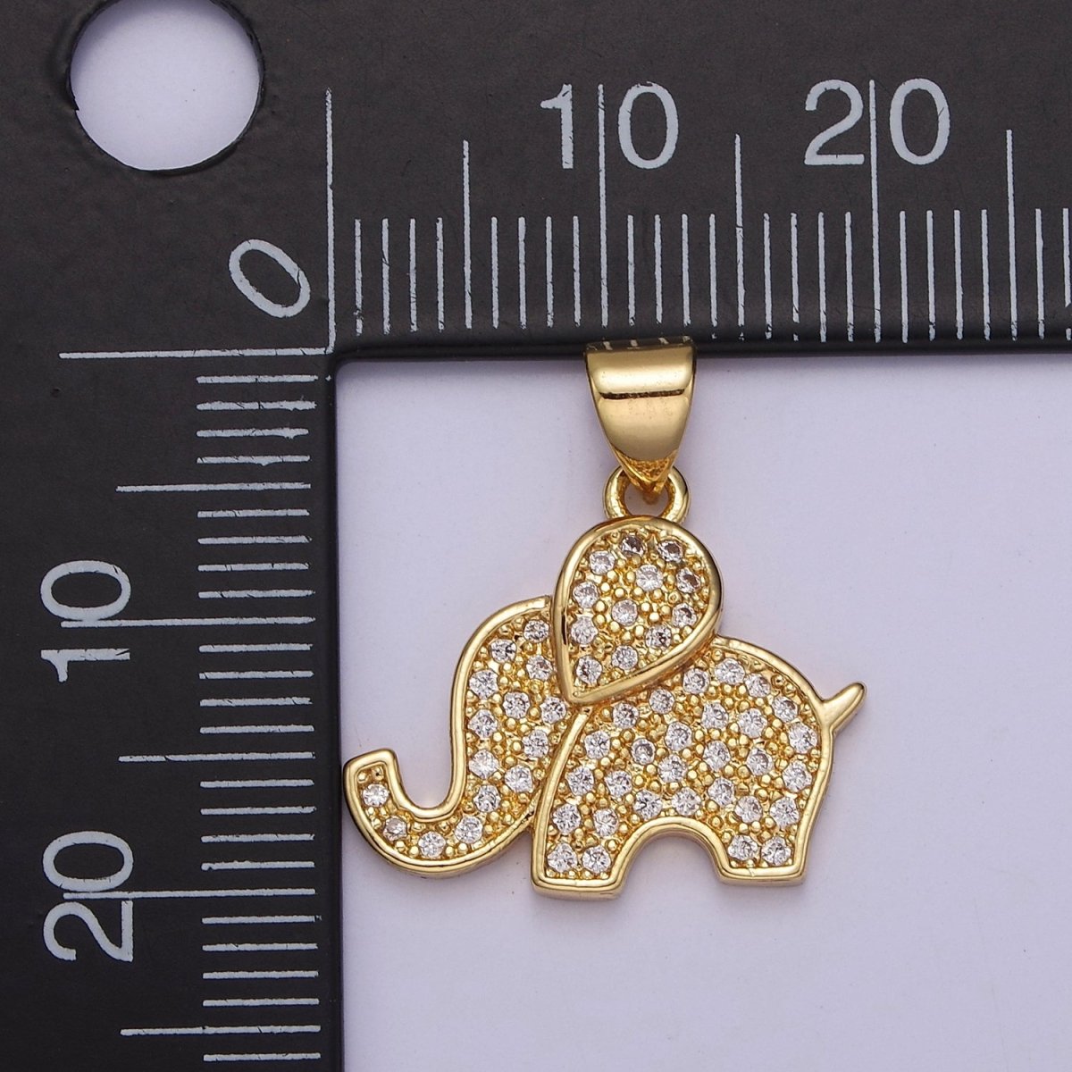 Dainty Gold Elephant Pendant Cubic Wild Animal Safari Inspired Jewelry Charm J-396 - DLUXCA
