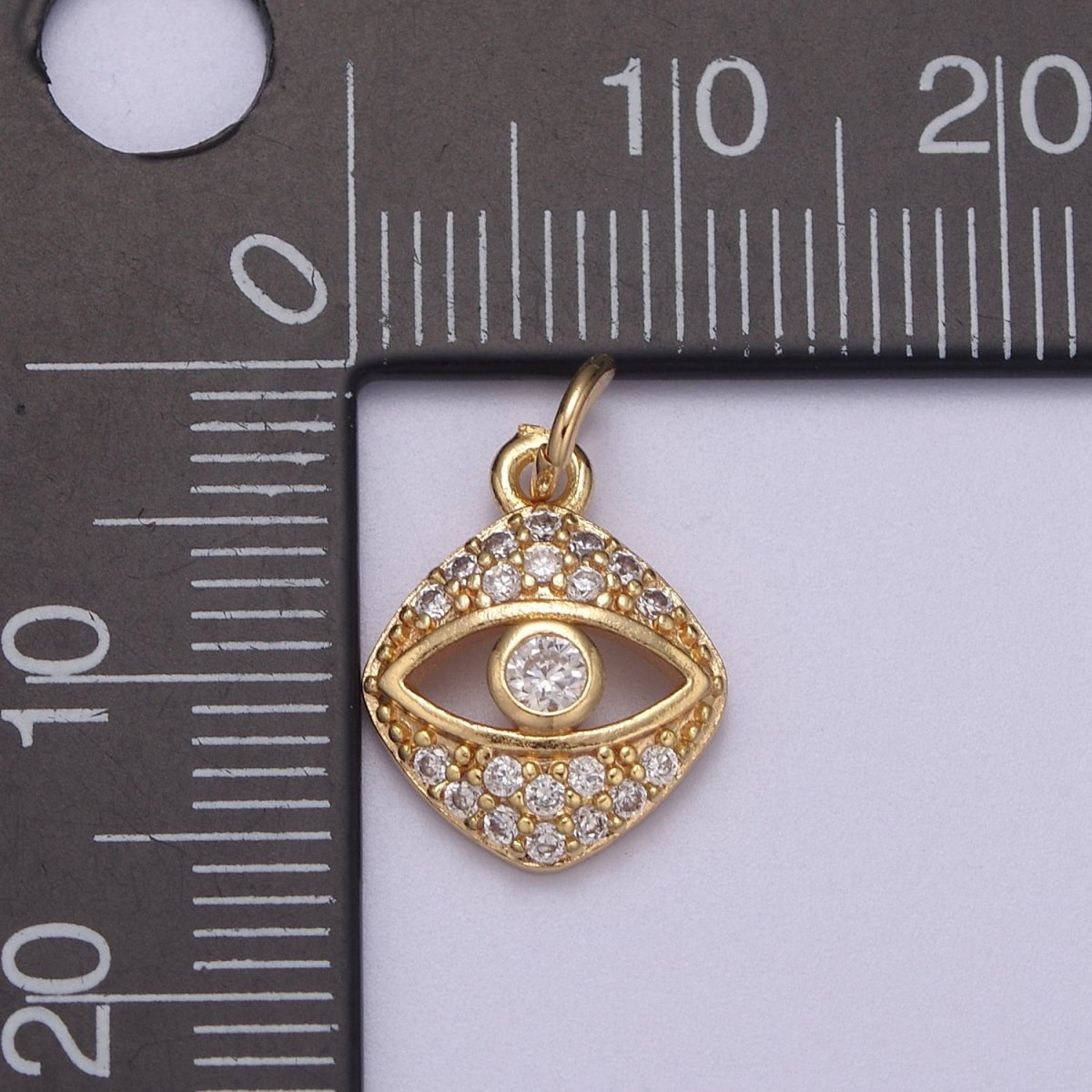 Dainty Gold Evil Eye Charm 16k Gold filled Eye Jewelry Add on Charm for Necklace Bracelet Earring N-288 - DLUXCA