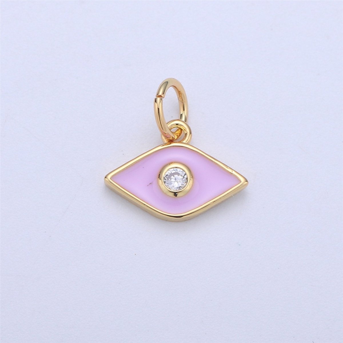 Dainty Gold Fill Blue Purple Teal White Enamel Evil Eye Charm, CZ Micro Pave Eye pendant for Necklace Bracelet Earring Charm Jewelry Supply, C-835 - DLUXCA