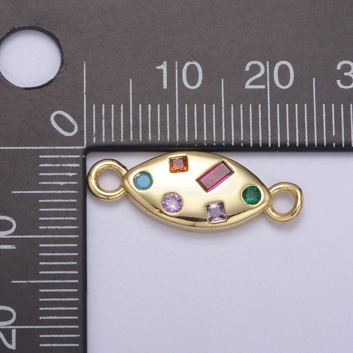 Dainty Gold Fill Candy Multi Color Gem Cz Stone Charm Connector for Necklace, Bracelet, Earring Supply F-139 - DLUXCA