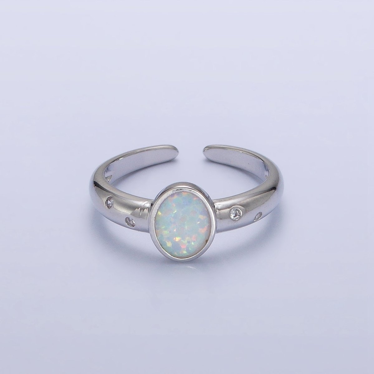 Dainty Gold Fill Fire Opal Ring Oval Ring Open Adjustable Ring O-1783~O-1788 - DLUXCA